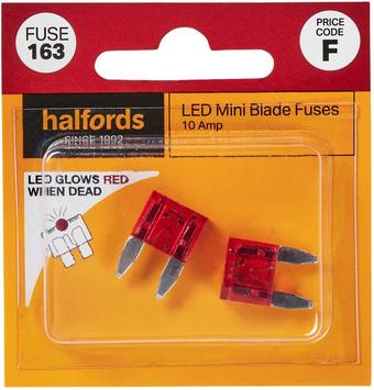 Halfords LED Mini Blade Fuses 10 Amp (FUSE163)