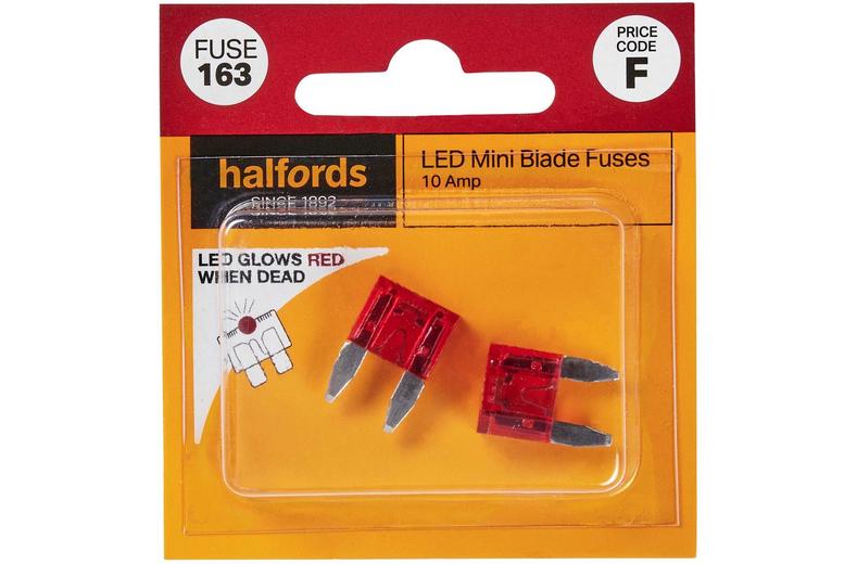 Halfords LED Mini Blade Fuses 10 Amp (FUSE163) Halfords LED Mini Blade Fuses 10 Amp (FUSE163)