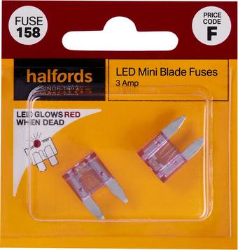 Halfords LED Mini Blade Fuses 3 Amp (FUSE158)