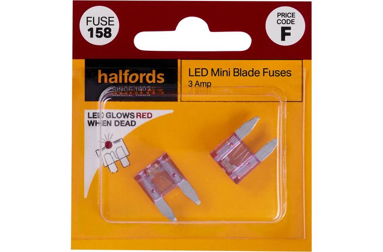 Halfords LED Mini Blade Fuses 3 Amp (FUSE158) Halfords LED Mini Blade Fuses 3 Amp (FUSE158)