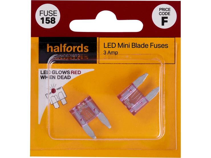 Halfords LED Mini Blade Fuses 3 Amp (FUSE158)