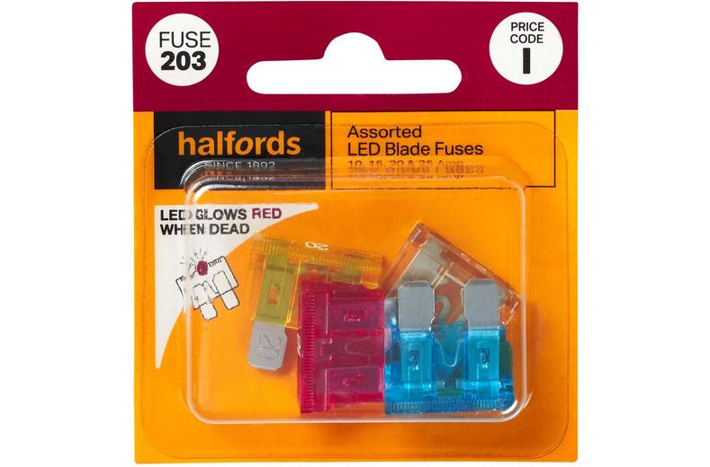 Halfords Assorted LED Blade Fuses 10/15/20/25/30 AMP (FUSE203) Halfords Assorted LED Blade Fuses 10/15/20/25/30 AMP (FUSE203)