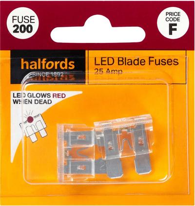 Halfords LED Blade Fuses 25 Amp (FUSE200) Halfords LED Blade Fuses 25 Amp (FUSE200)