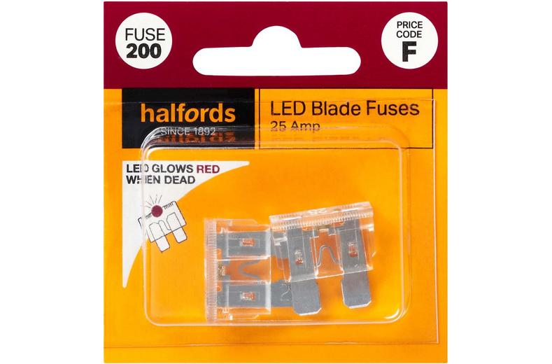 Halfords LED Blade Fuses 25 Amp (FUSE200) Halfords LED Blade Fuses 25 Amp (FUSE200)