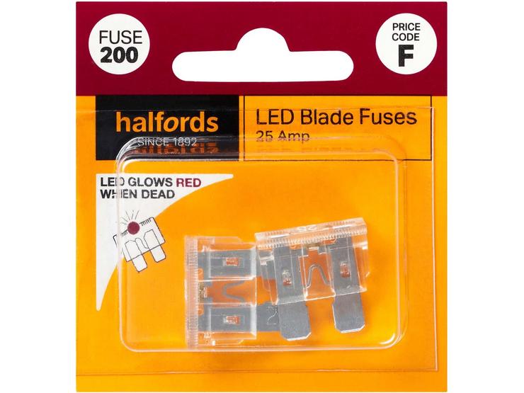 Halfords LED Blade Fuses 25 Amp (FUSE200)