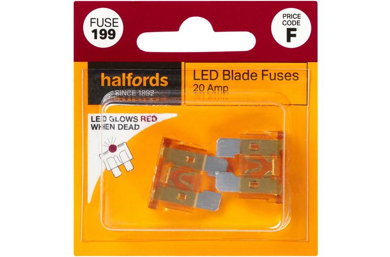 Halfords LED Blade Fuses 20 Amp (FUSE199) Halfords LED Blade Fuses 20 Amp (FUSE199)