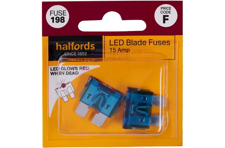 Halfords LED Blade Fuses 15 Amp (FUSE198) Halfords LED Blade Fuses 15 Amp (FUSE198)