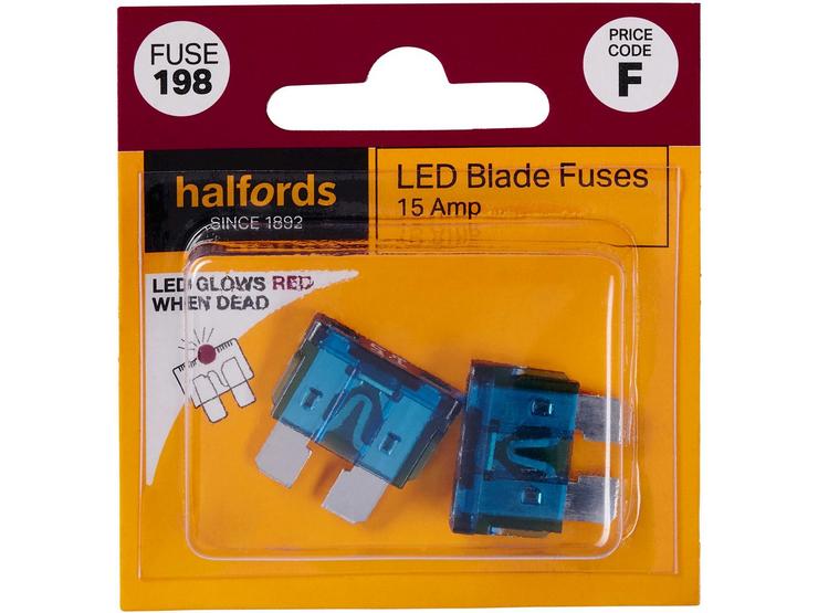 Halfords LED Blade Fuses 15 Amp (FUSE198)