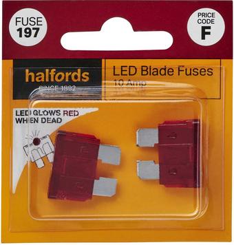 Halfords LED Blade Fuses 10 Amp (FUSE197)