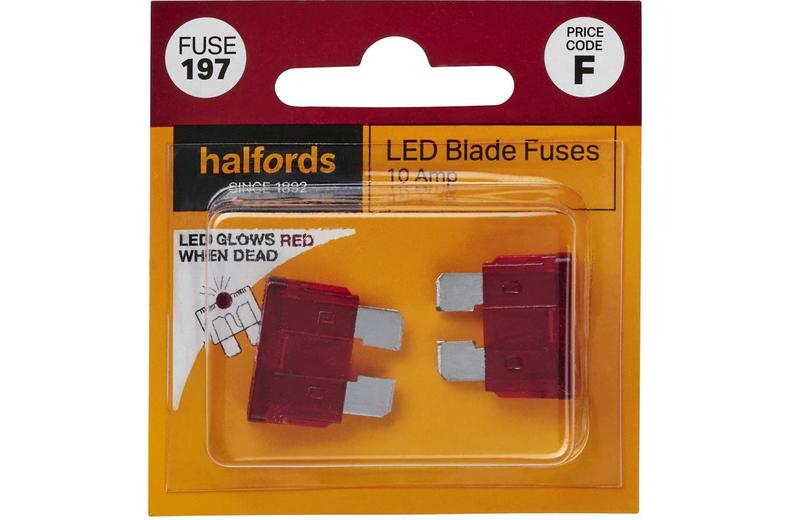 Halfords LED Blade Fuses 10 Amp (FUSE197) Halfords LED Blade Fuses 10 Amp (FUSE197)