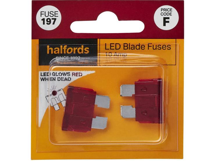 Halfords LED Blade Fuses 10 Amp (FUSE197)