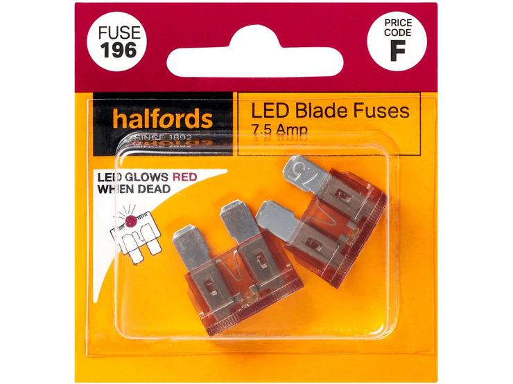 Halfords LED Blade Fuses 7.5 Amp (FUSE196)