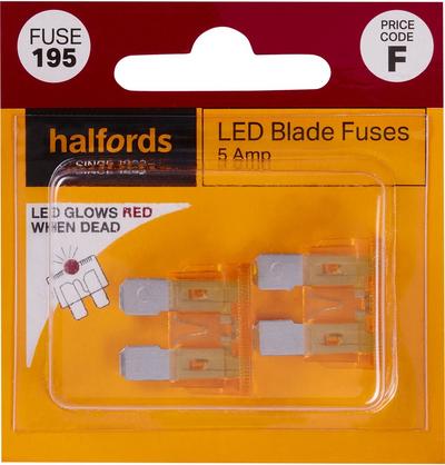 Halfords LED Blade Fuses 5 Amp (FUSE195) Halfords LED Blade Fuses 5 Amp (FUSE195)