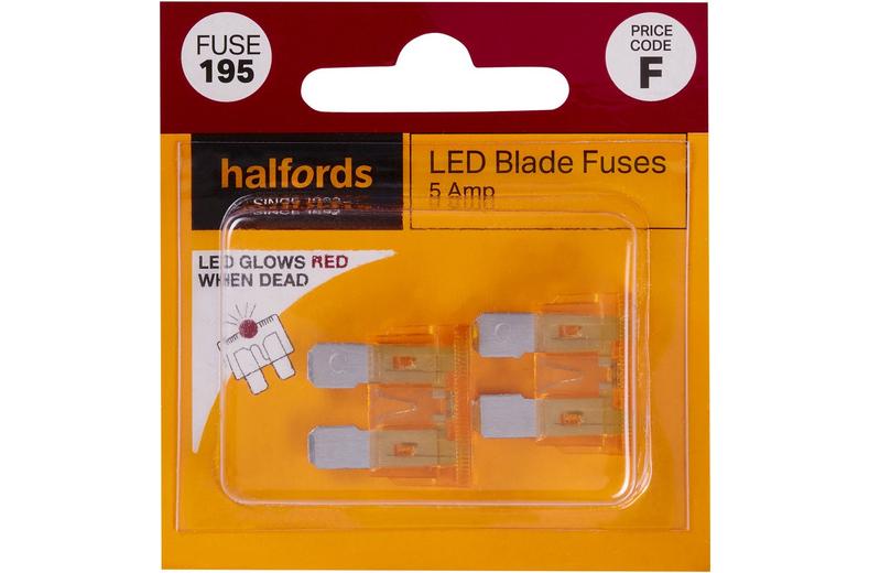 Halfords LED Blade Fuses 5 Amp (FUSE195) Halfords LED Blade Fuses 5 Amp (FUSE195)