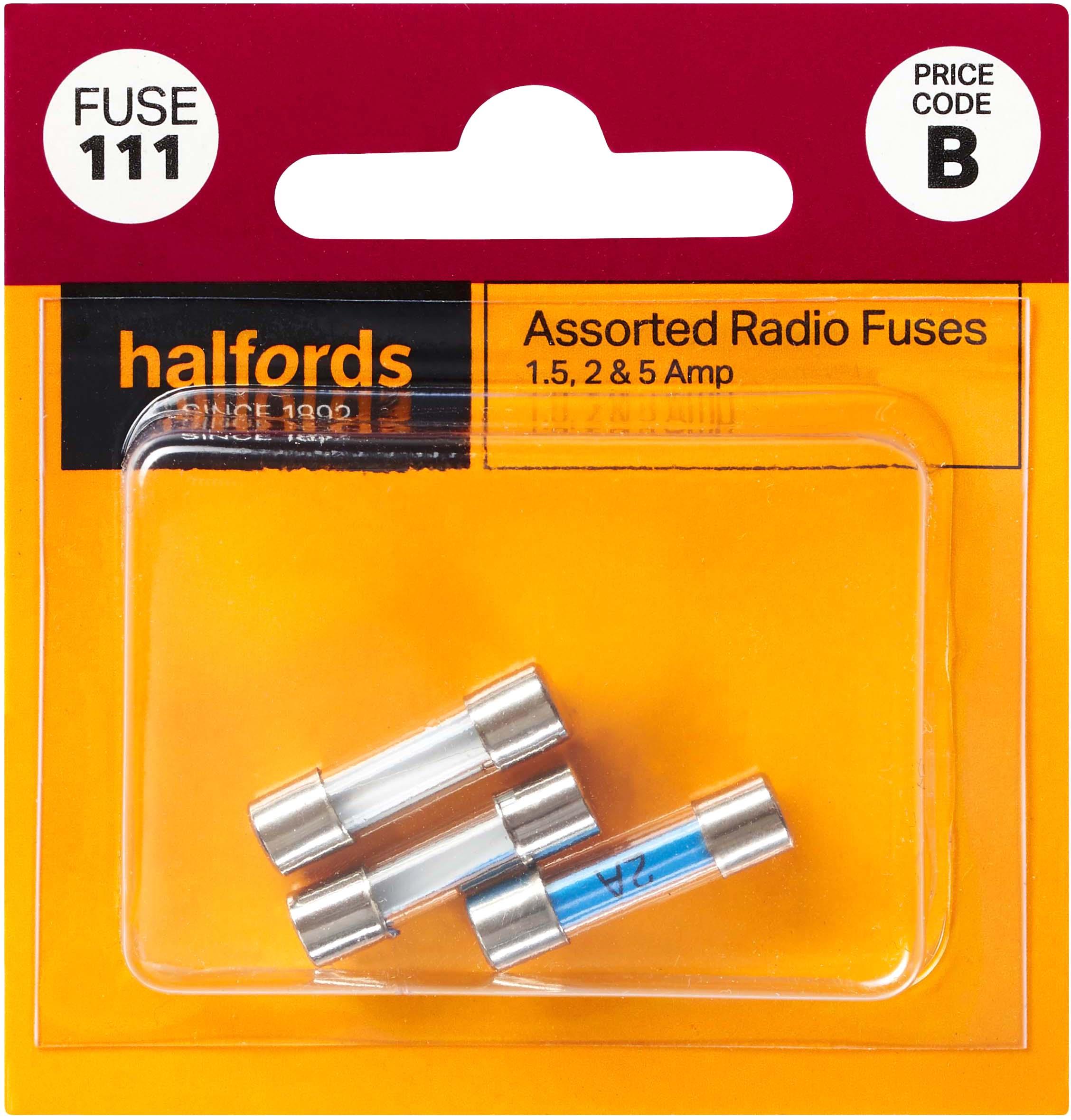 Halfords Assorted Radio Fuses 1.5/2/5 Amp (FUSE111)