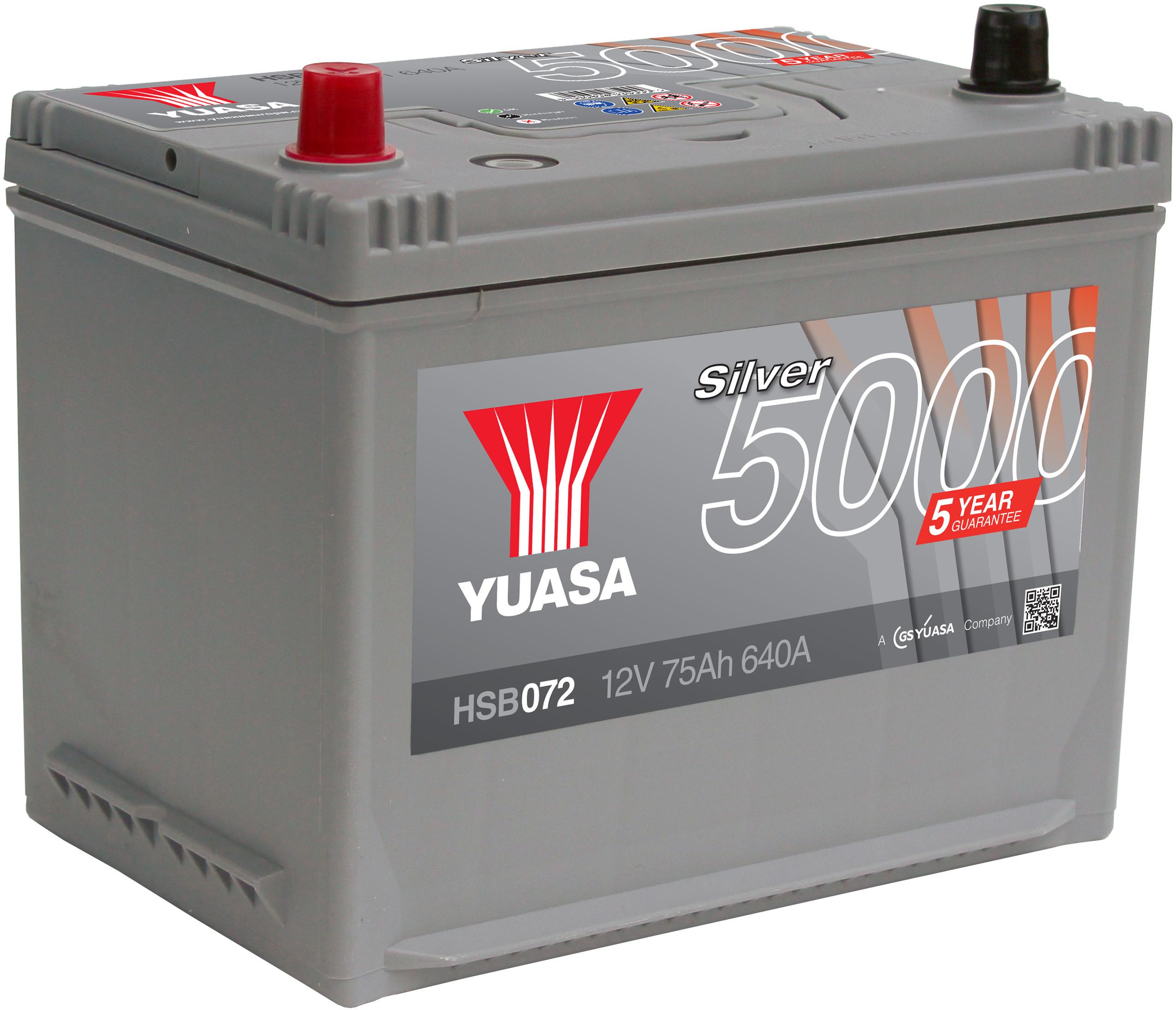 Yuasa Hsb072 Silver 12V Car Battery 5 Year Guarantee