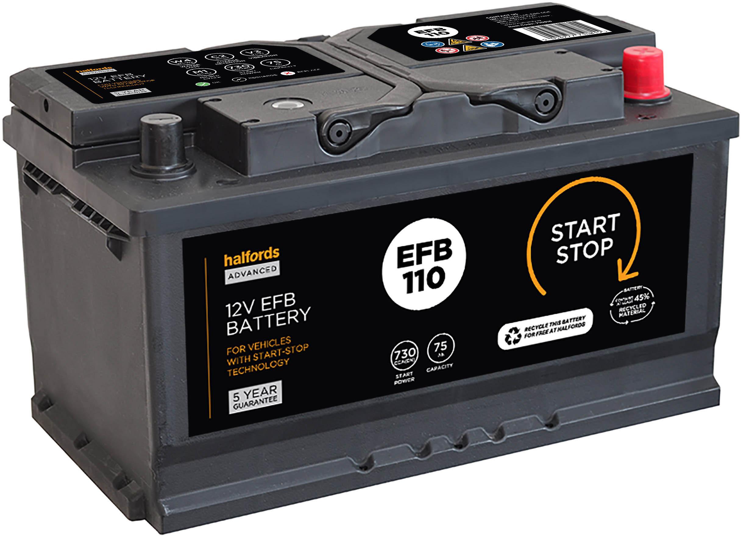 Halfords EFB110 Start/Stop EFB 12V Car Battery 5 Year Guarantee ...