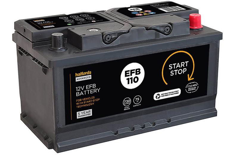Halfords EFB110 Start/Stop EFB 12V Car Battery 5 Year Guarantee Halfords EFB110 Start/Stop EFB 12V Car Battery 5 Year Guarantee