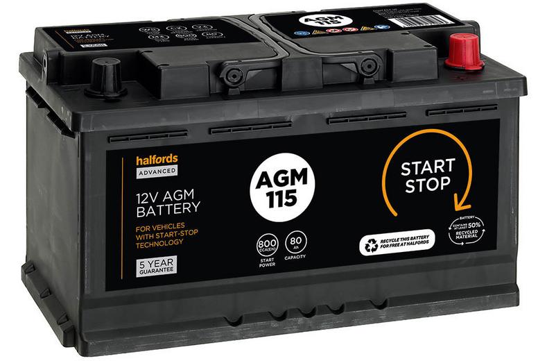 Halfords AGM115 Start/Stop 12V Car Battery 5 Year Guarantee Halfords AGM115 Start/Stop 12V Car Battery 5 Year Guarantee
