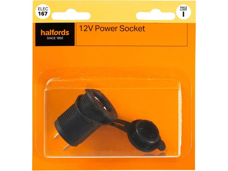 Halfords 12V Power Socket 15A with cover (No LED) (ELEC167)