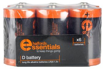 Halfords Essential Batteries D x6