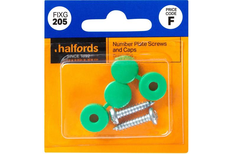 Halfords Number plate screws and caps Green (FIXG205) Halfords Number plate screws and caps Green (FIXG205)