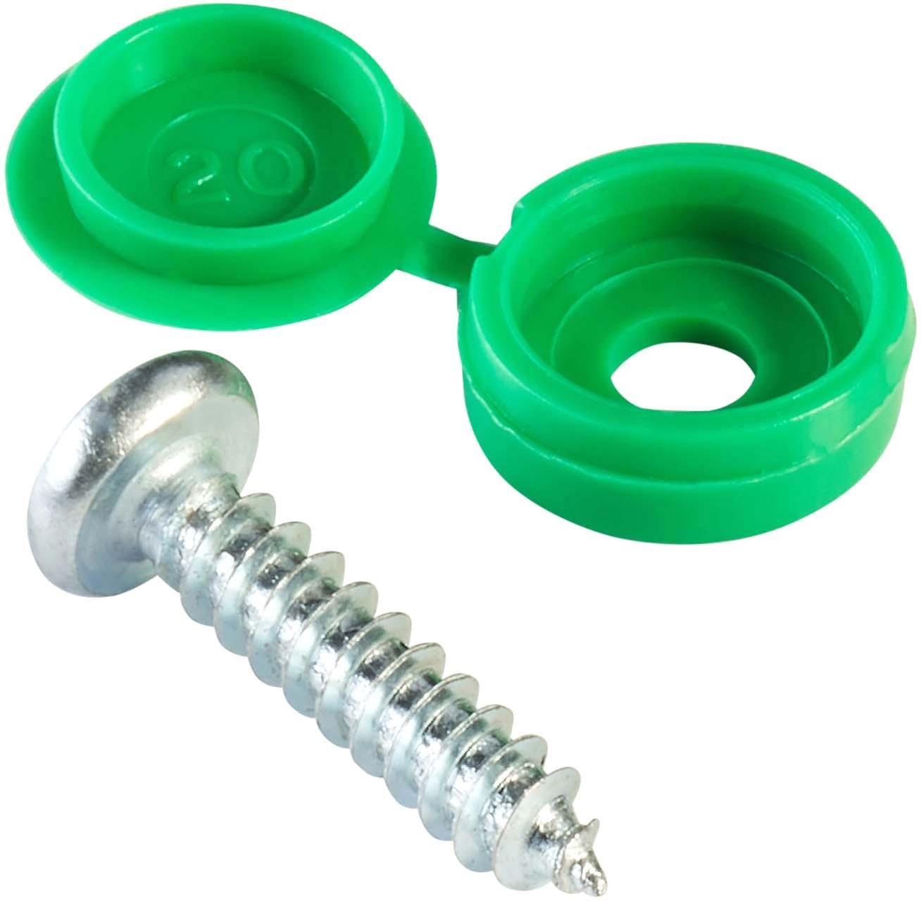 Halfords Number plate screws and caps Green (FIXG205)