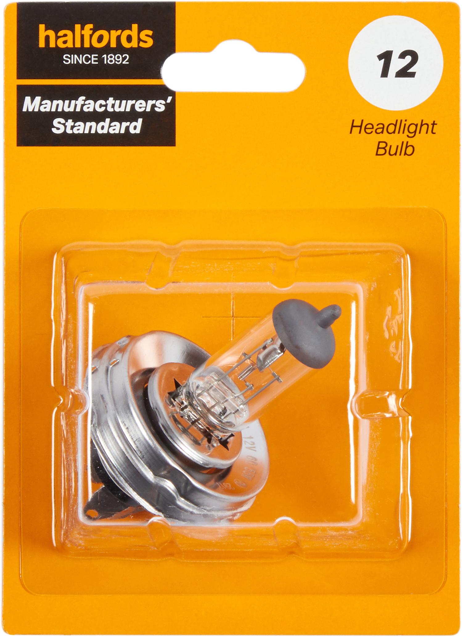 12 Car Headlight Bulb Manufacturers Standard Halfords Single Pack