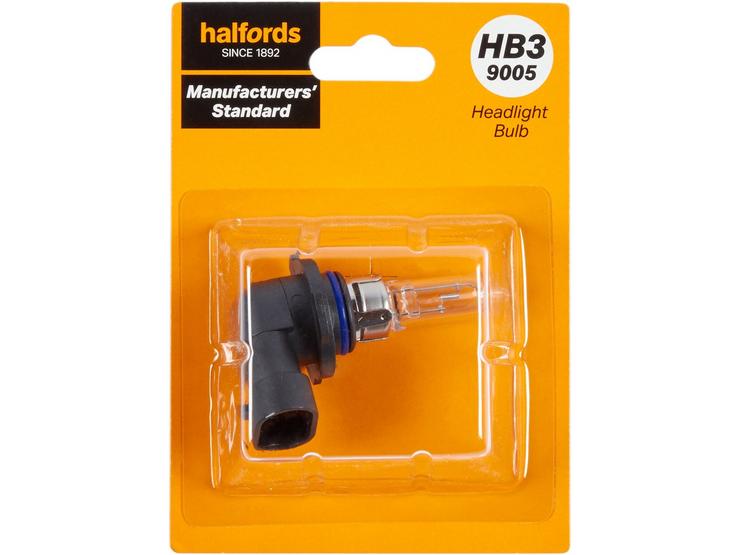 HB3 9005 Car Headlight Bulb Manufacturers Standard Halfords Single Pack