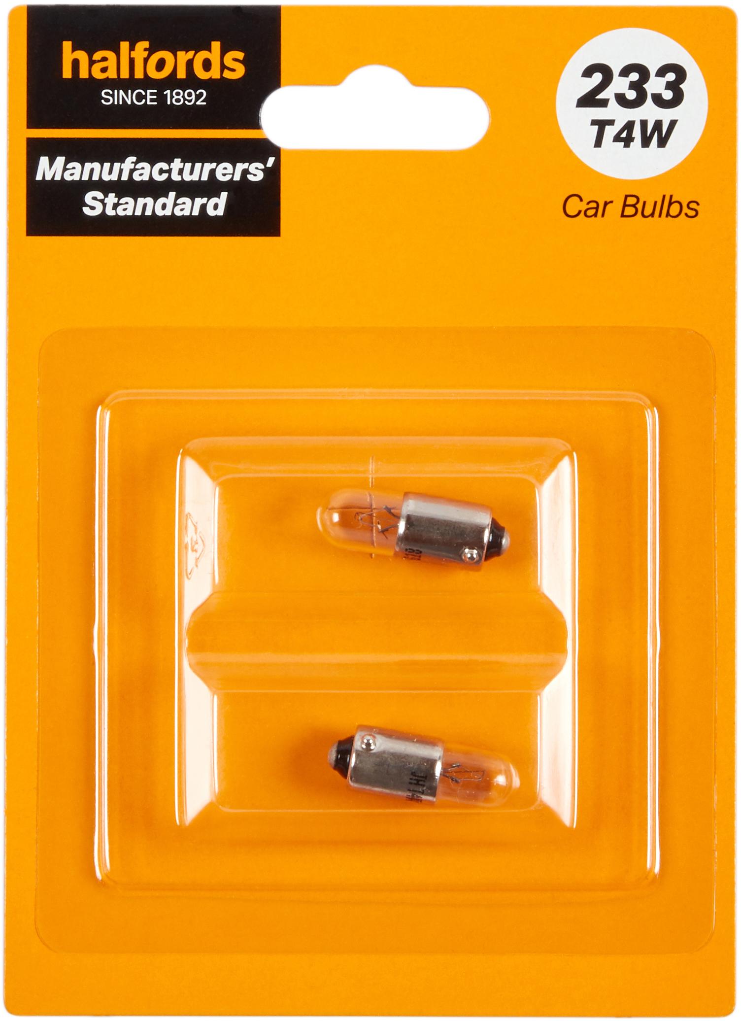233 T4W Car Bulb Manufacturers Standard Halfords Twin Pack