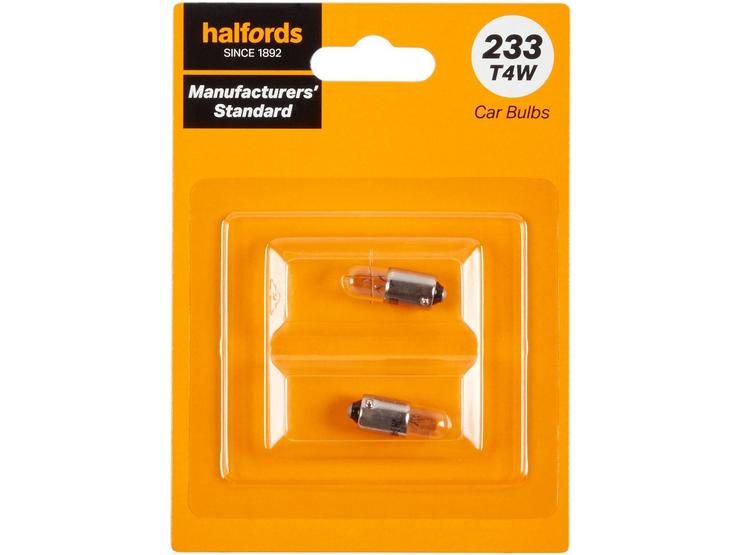 233 T4W Car Bulb Manufacturers Standard Halfords Twin Pack