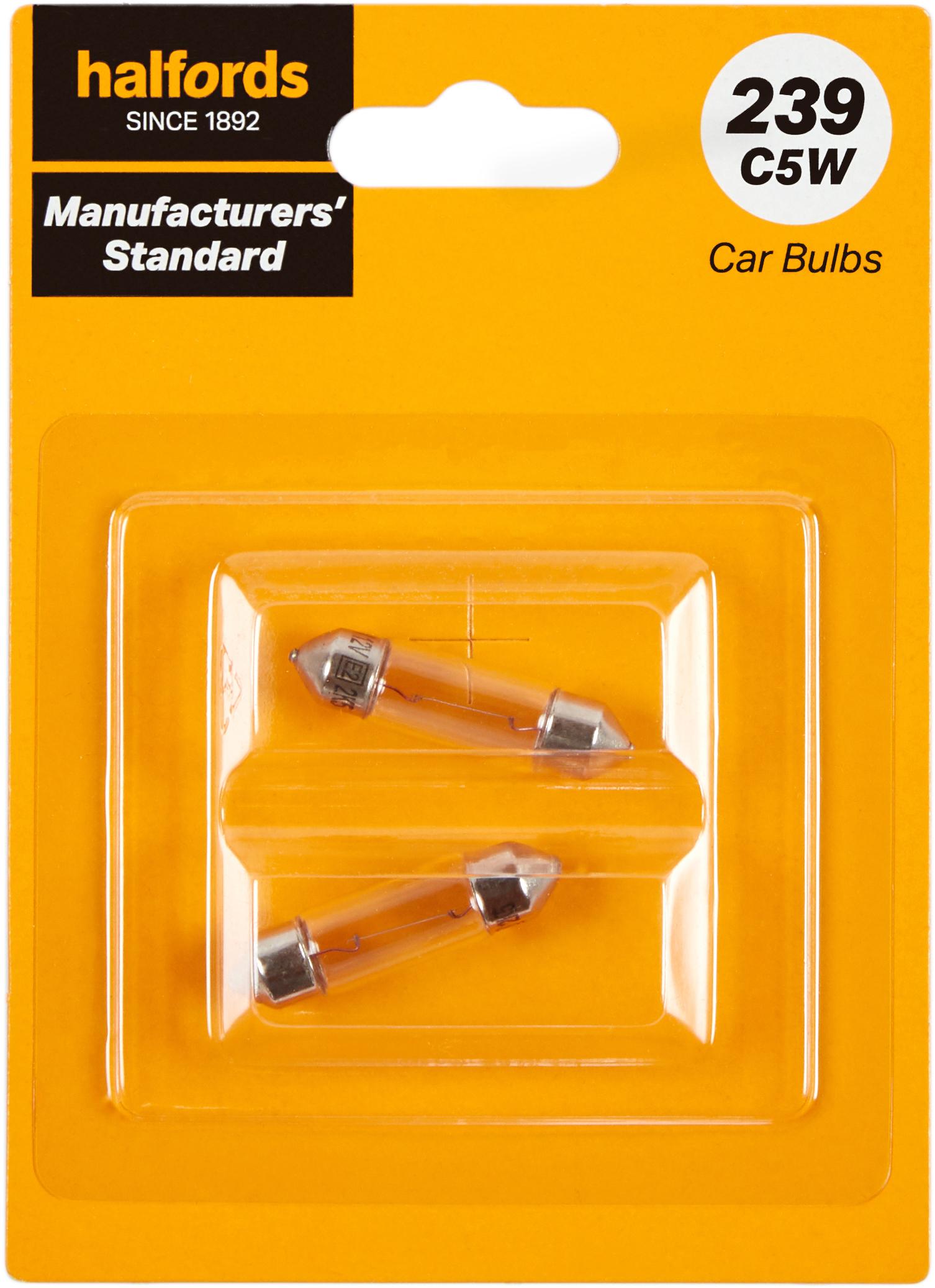 239 C5W Car Bulb Manufacturers Standard Halfords Twin Pack