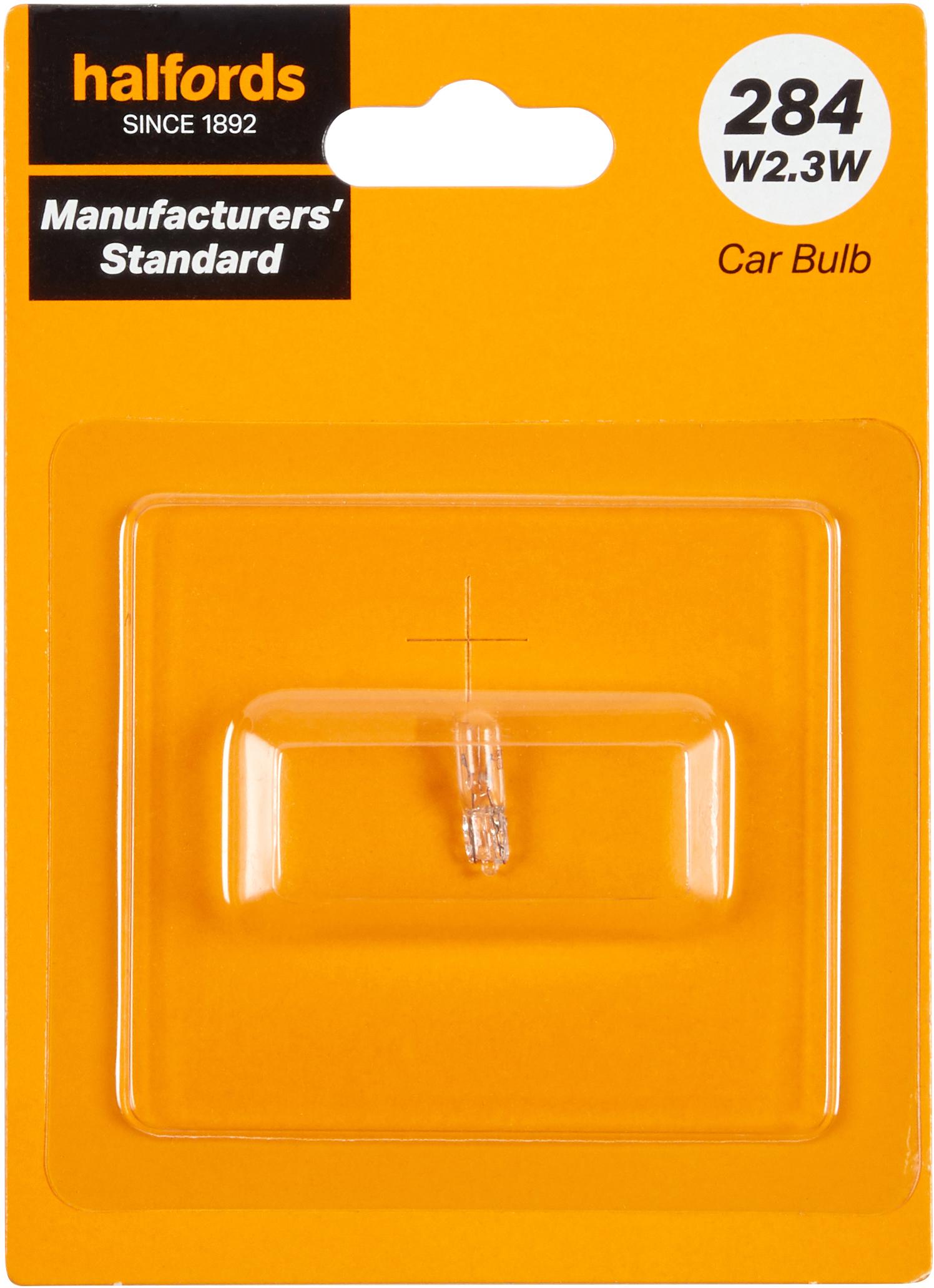 284 W2.3W Car Bulb Manufacturers Standard Halfords Single Pack