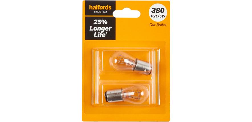 ontwerper timmerman vervaldatum 380 P21/5W Car Bulb +25 percent Longer Life Halfords Twin Pack | Halfords UK