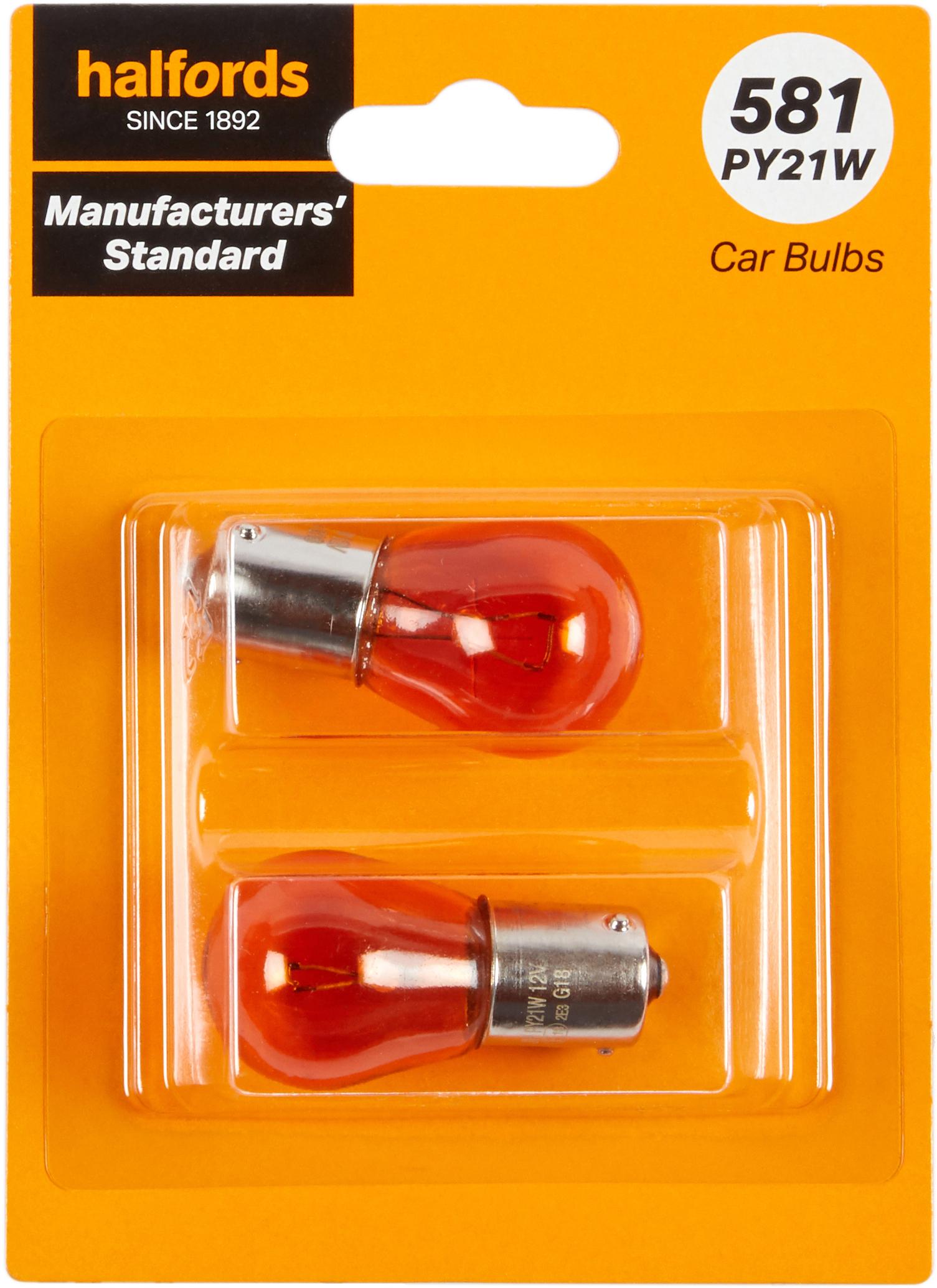 581 Py21W Car Bulb Manufacturers Standard Halfords Twin Pack for only £3.49