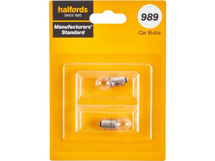 989 Car Bulb Manufacturers Standard Halfords Twin Pack