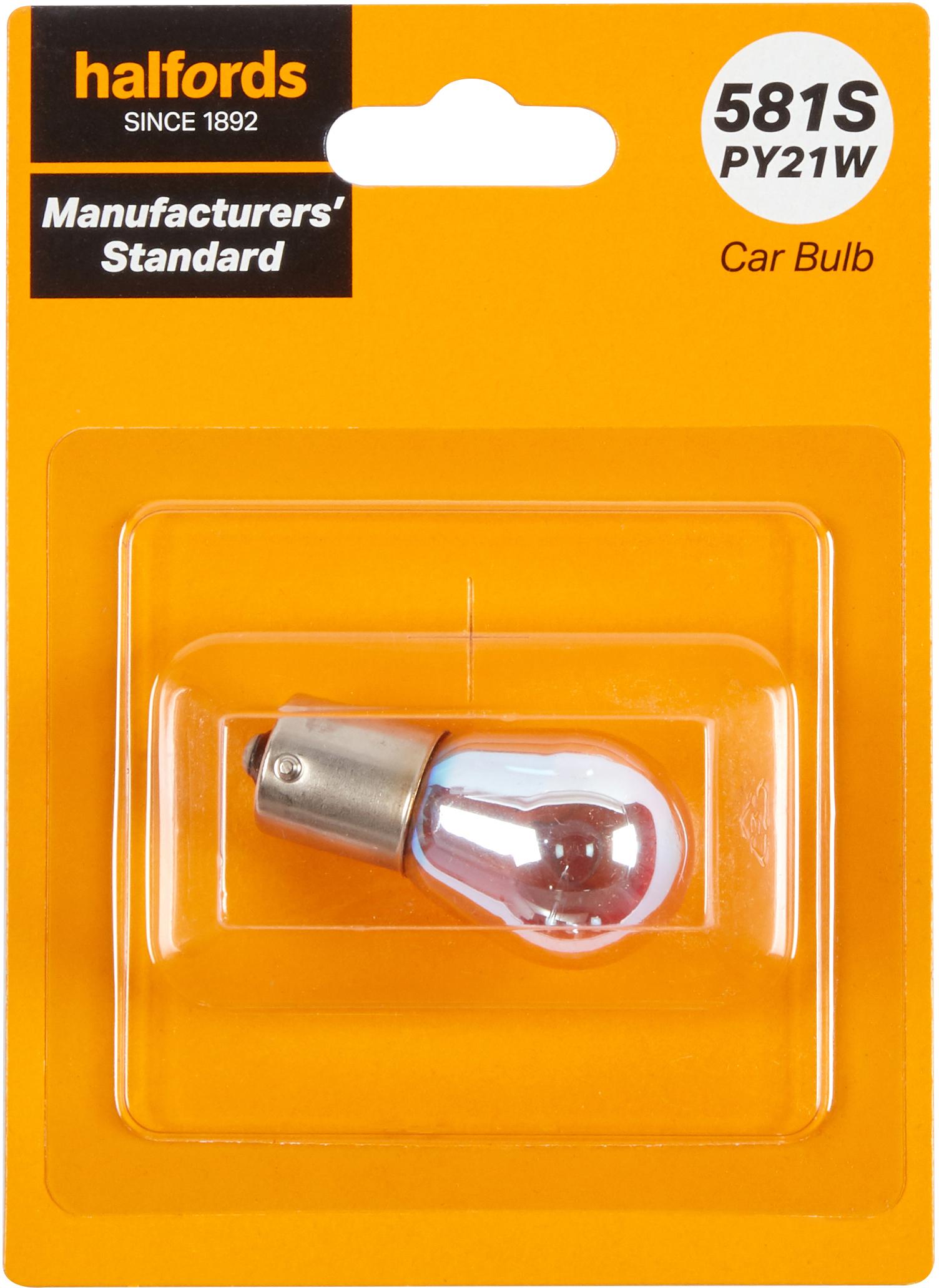 581S Py21W Car Bulb Manufacturers Standard Halfords Single Pack