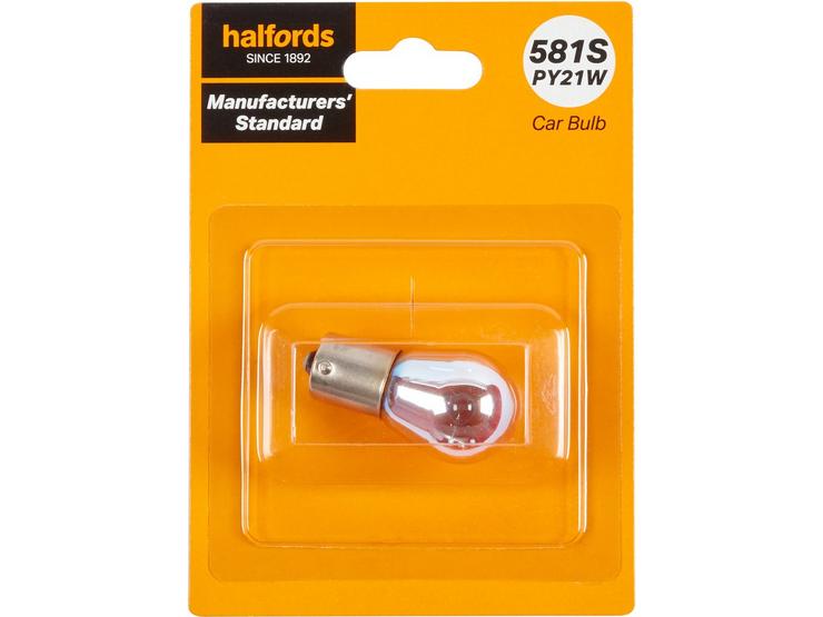 581S PY21W Car Bulb Manufacturers Standard Halfords Single Pack