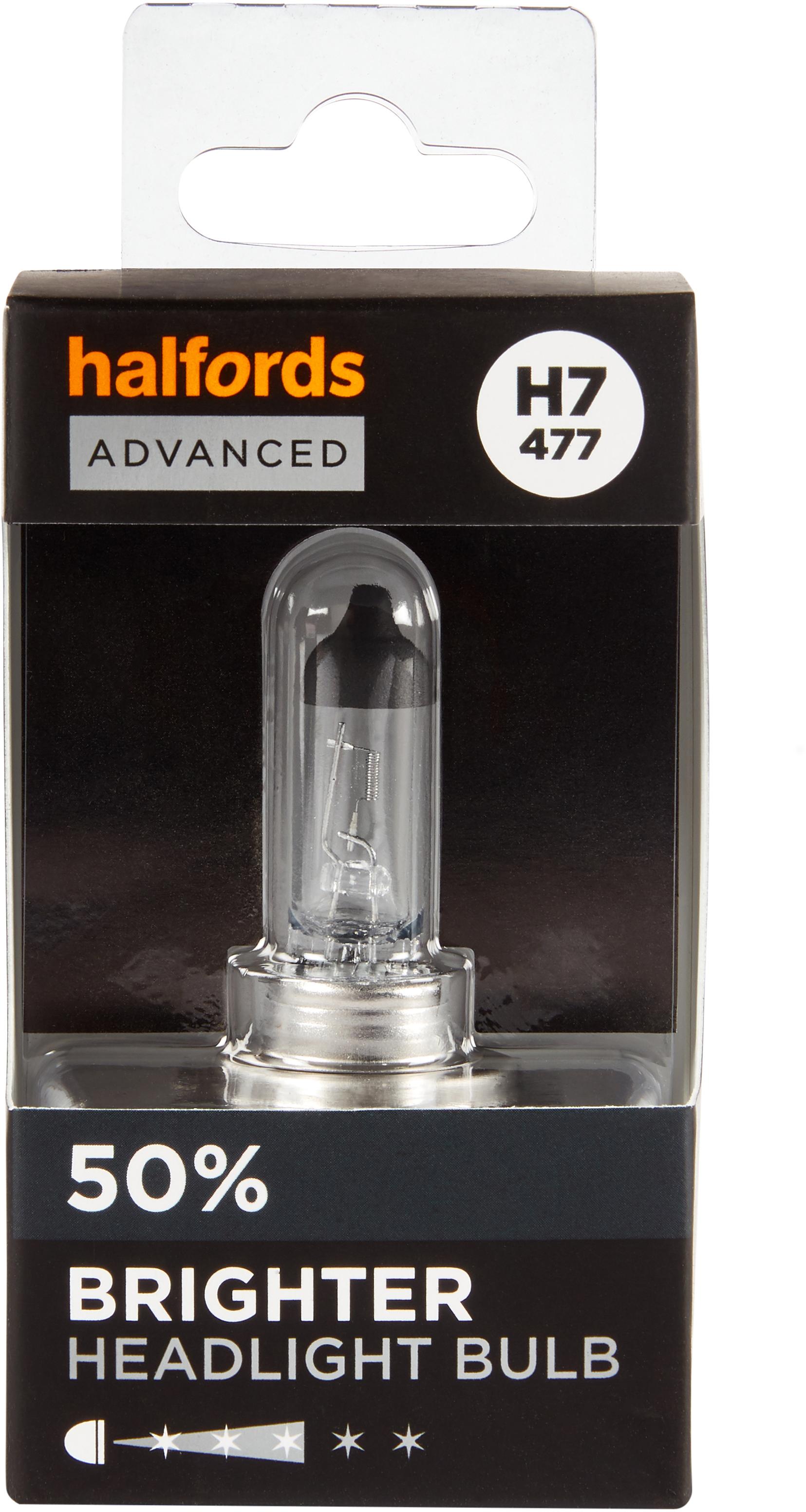 H7 477 Car Headlight Bulb Halfords Advanced Up To +50 Percent Brighter Single Pack