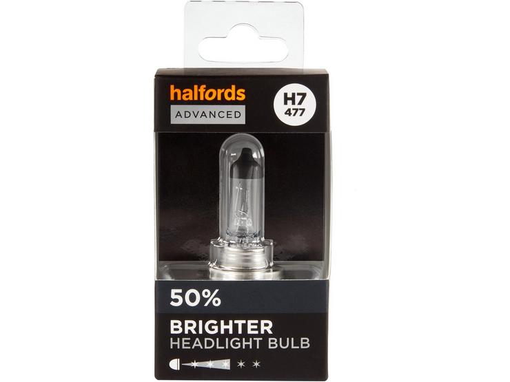 H7 477 Car Headlight Bulb Halfords Advanced Up To +50 percent Brighter Single Pack