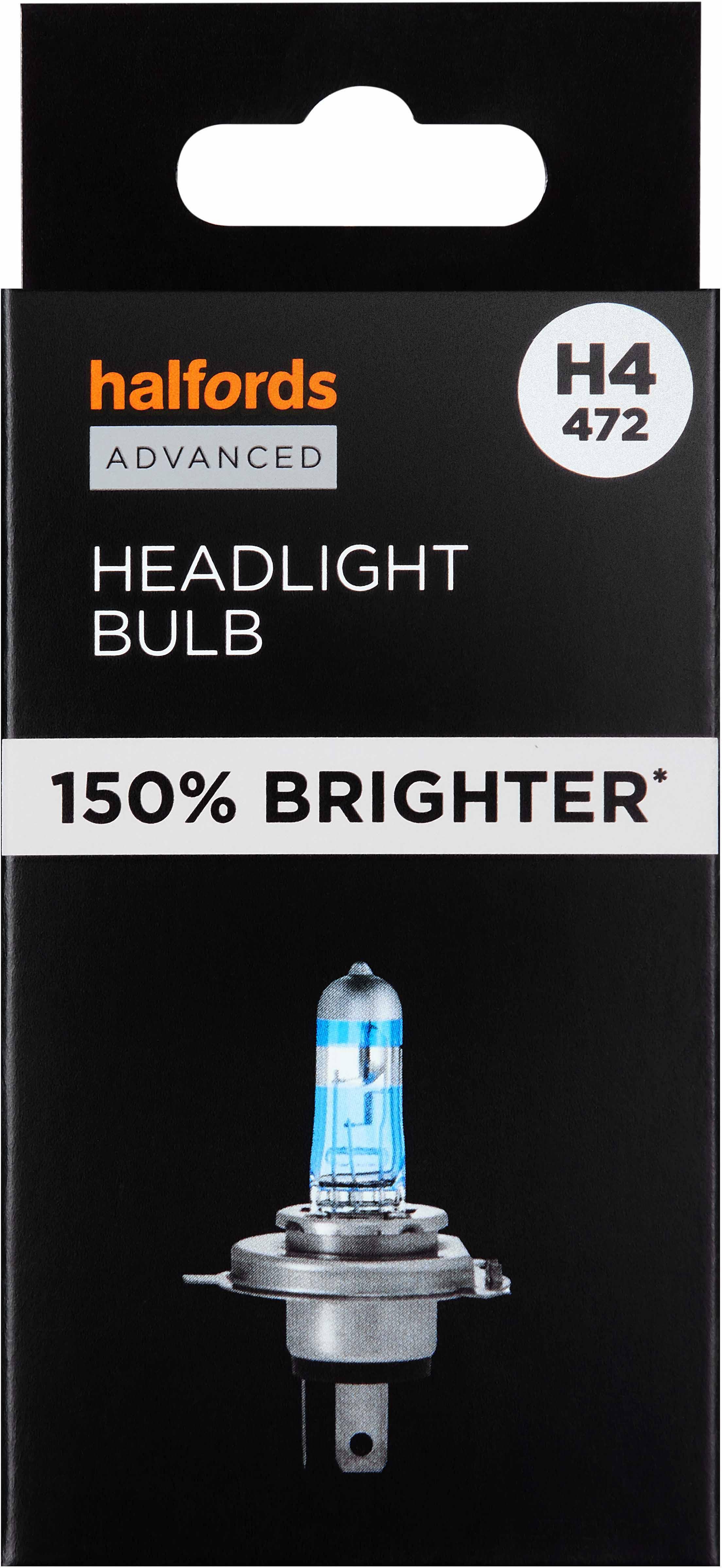 H4 472 Car Headlight Bulb Halfords Advanced Up To +150 Percent Brighter Single Pack