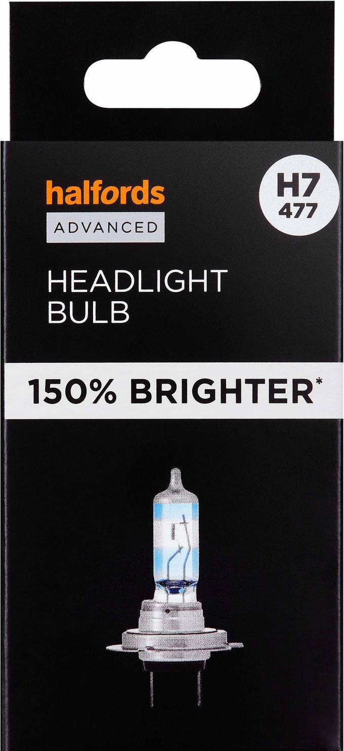 H7 477 Car Headlight Bulb Halfords Advanced Up To +150 percent Brighter  Single Pack