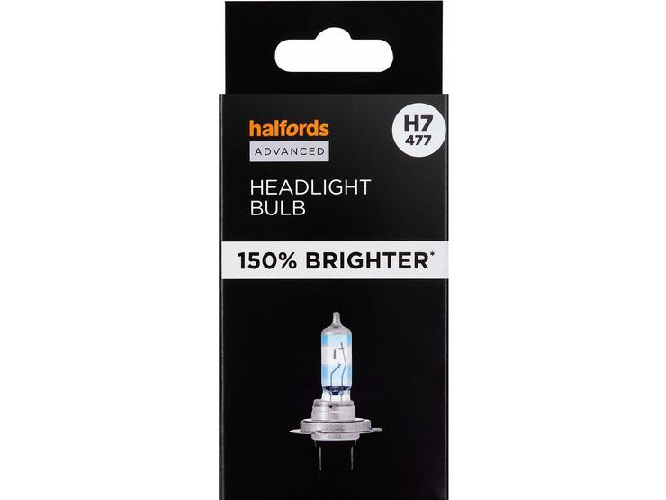 H7 477 Car Headlight Bulb Halfords Advanced Up To +150 percent Brighter Single Pack