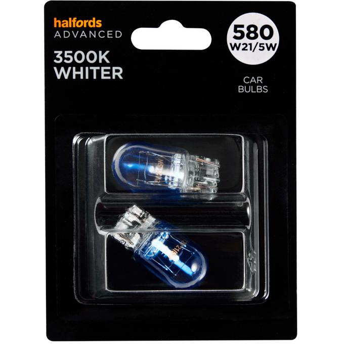580 W21/5W 3500K Whiter Bulb Halfords Advanced Twin Pack