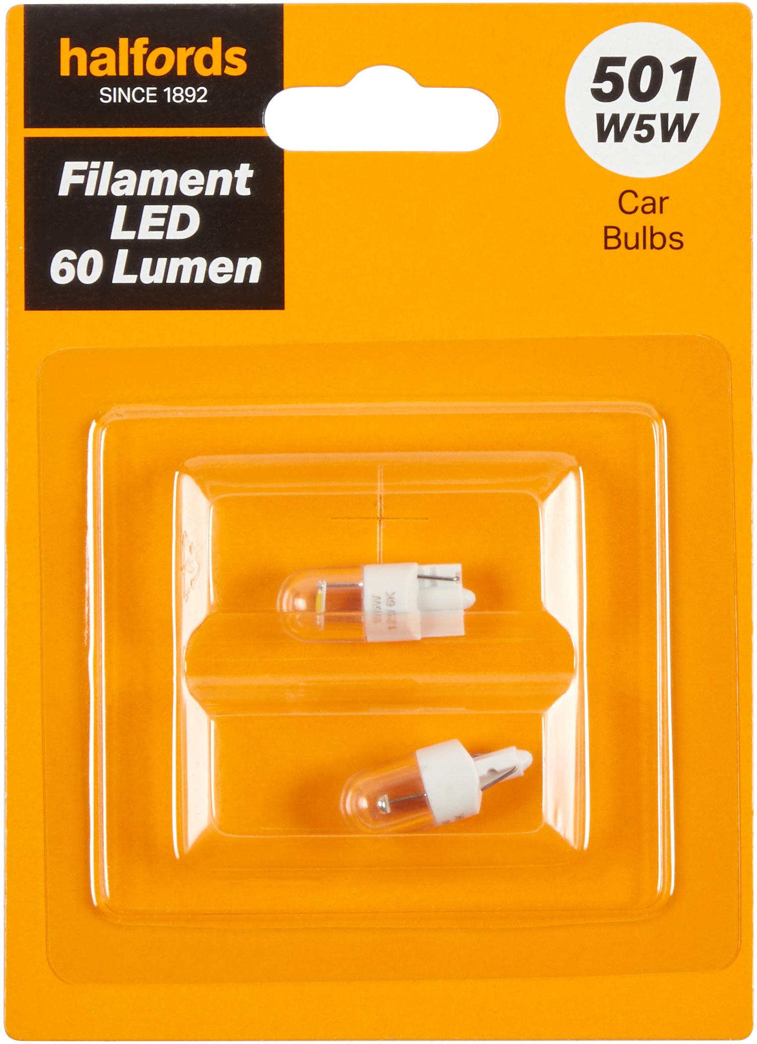 501 Led Car Bulb Halfords Filament Style Twin Pack