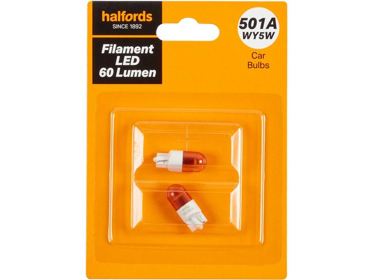 501A LED Car Bulb Halfords Filament Style Twin Pack