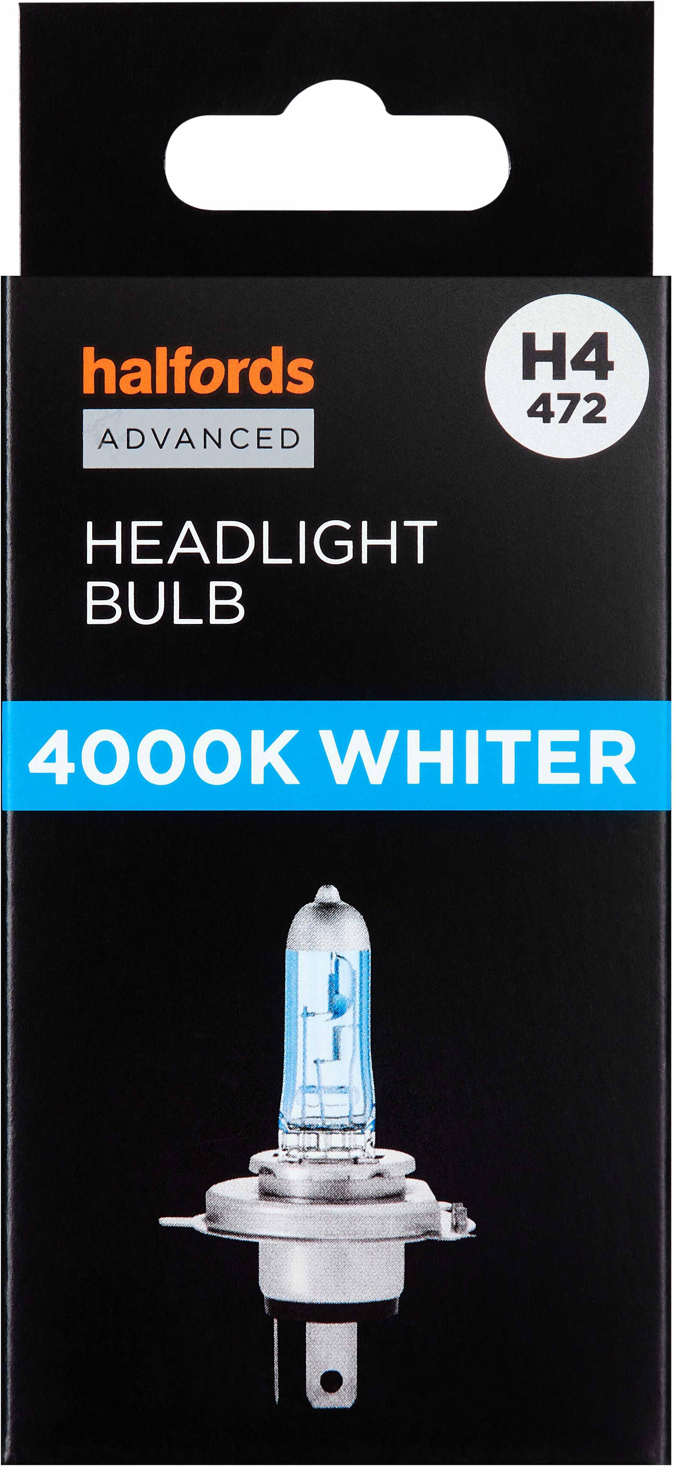 H4 472 Car Headlight Bulb Halfords Advanced White4000 Single Pack
