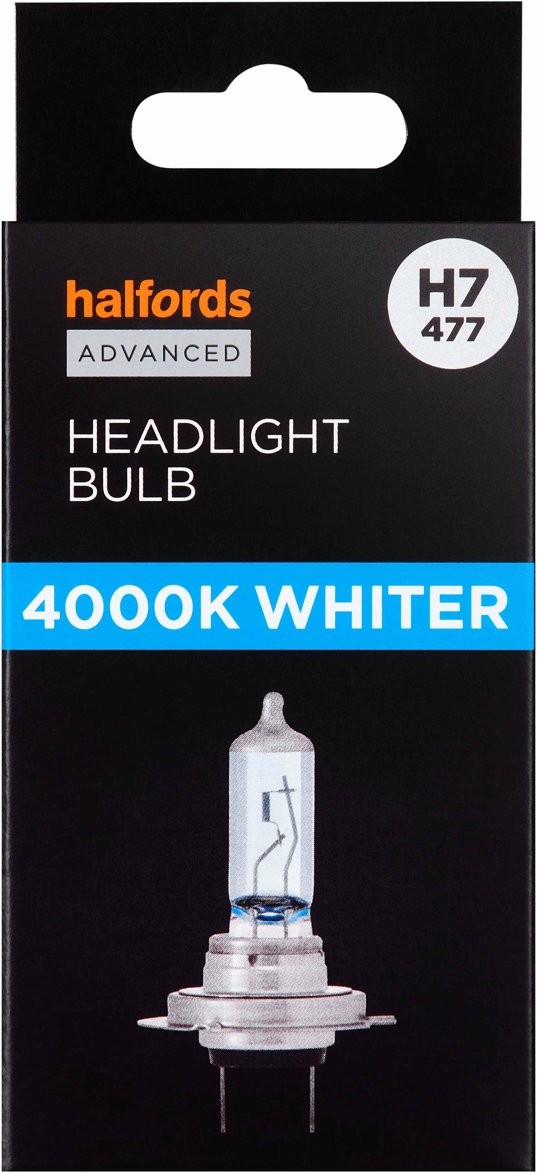 H7 477 Car Headlight Bulb Halfords Advanced White4000 Single Pack