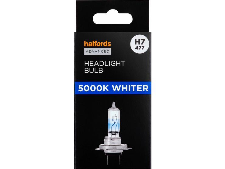 H7 477 Car Headlight Bulb Halfords Advanced White5000 Single Pack