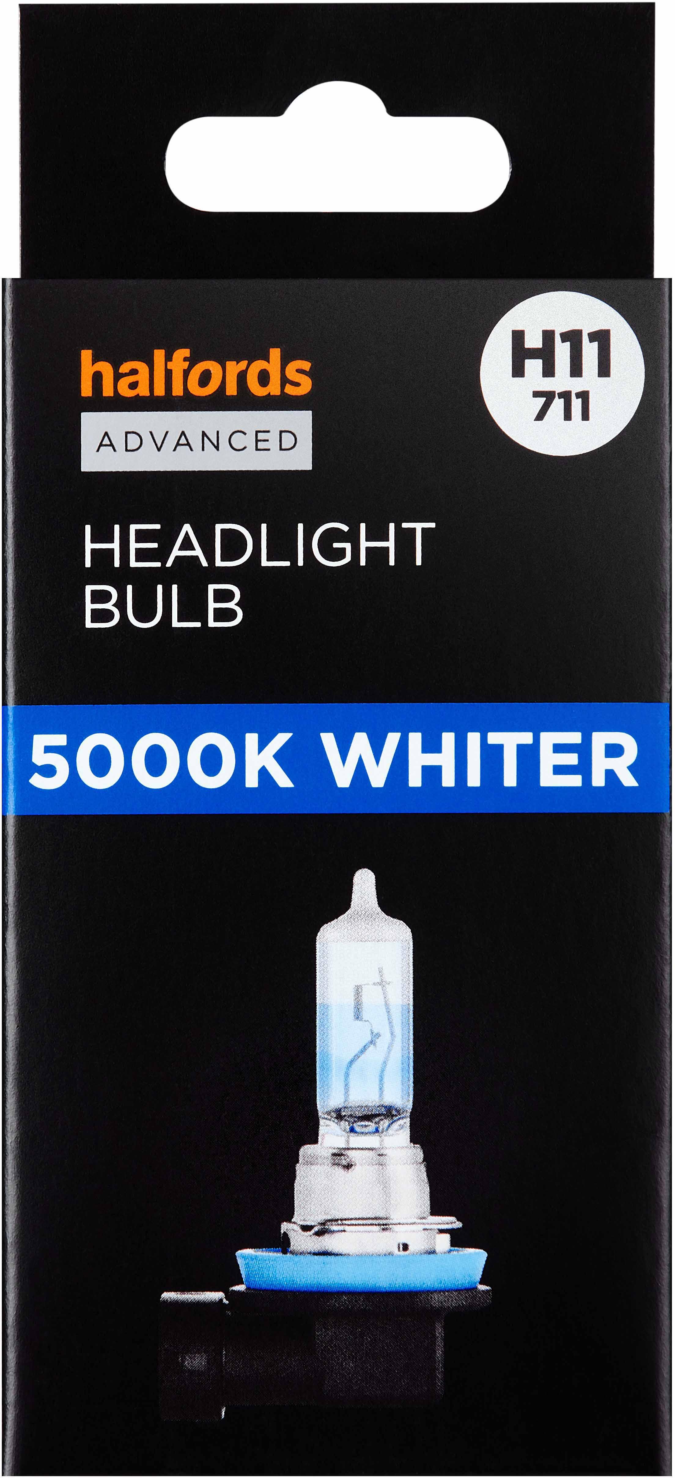 H11 711 Car Headlight Bulb Halfords Advanced White5000 Single Pack